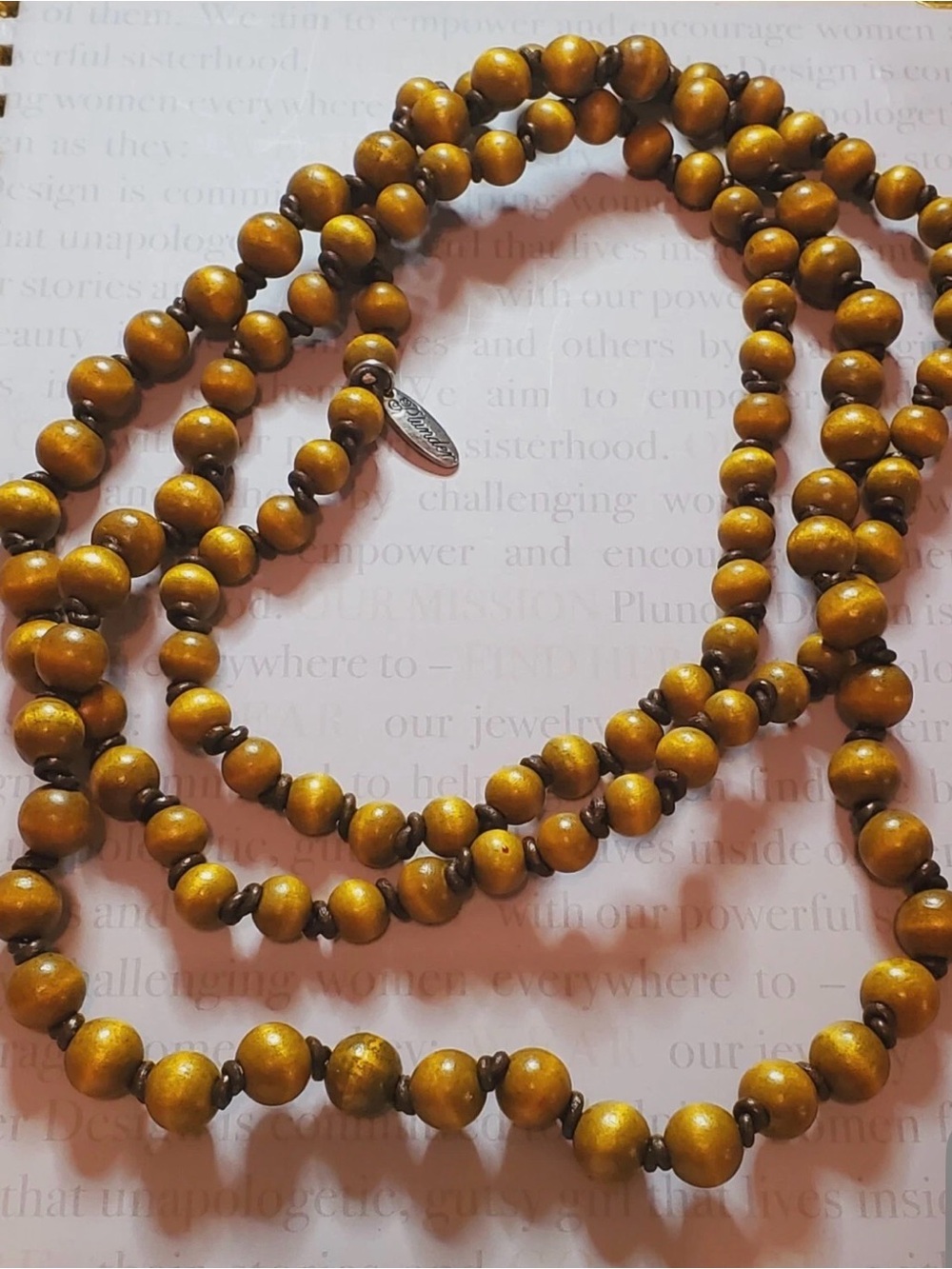 Plunder Design Larissa Boho Brown Wood Beaded Necklace